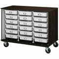 I.D. Systems 36'' Tall Midnight Maple Mobile Open Storage Cabinet with 18 3 1/2'' Trays 80274Z36023 538274Z36023